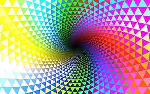 photo of pink, red, and yellow artwork